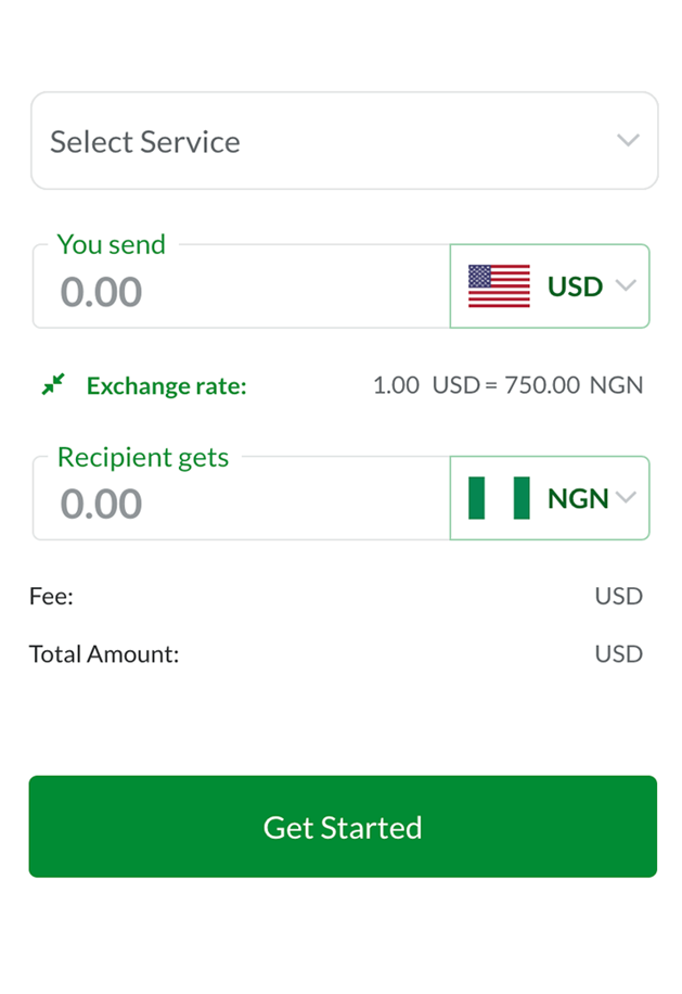Choose currency and amount